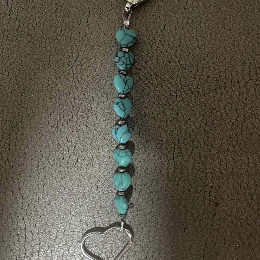 Turquoise Heart Charm keychain